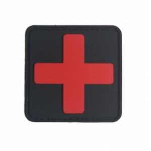 Шеврон Крест медика 5 см, черно-красный PVC